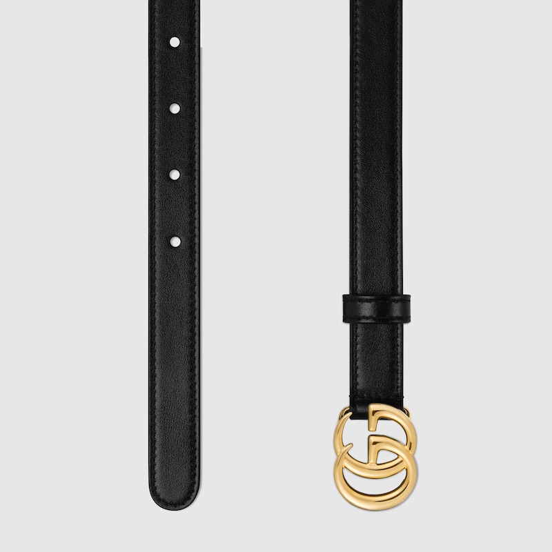 GG Marmont thin leather belt with shiny buckle - Image 2